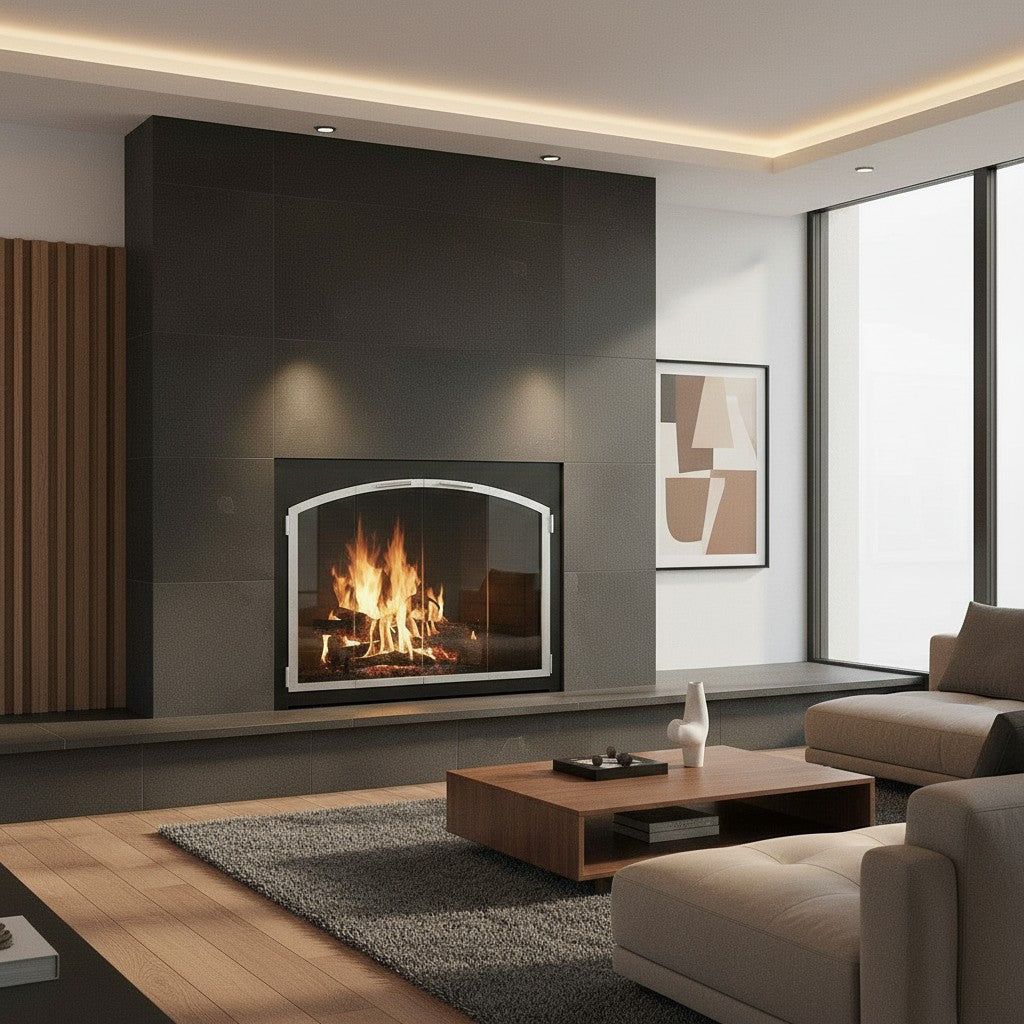 Laguna Arch Pane - Masonry & Prefab Fireplace Glass Doors