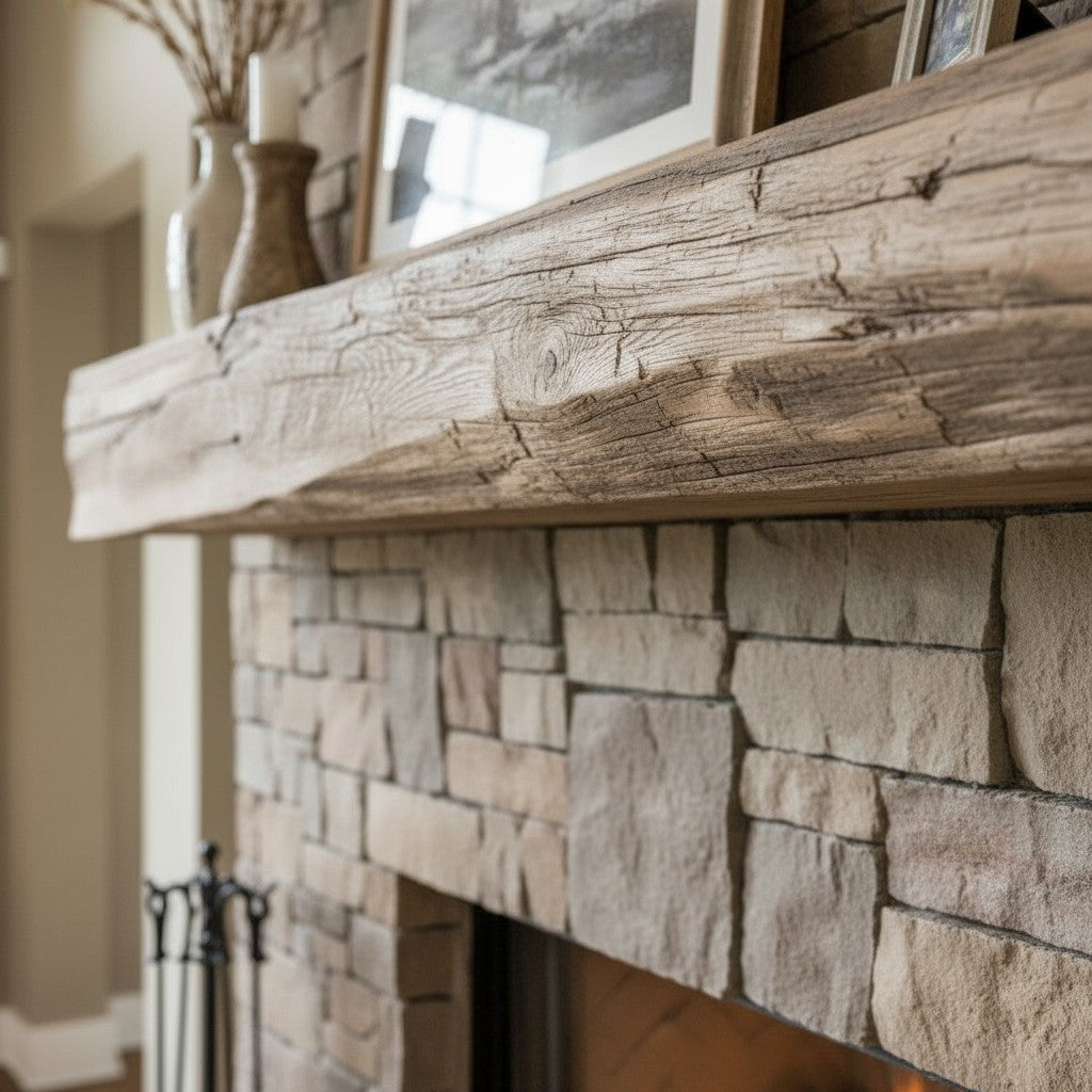 Cabin Pane Non-Combustible Concrete Mantel Shelf Pale Honey Finish