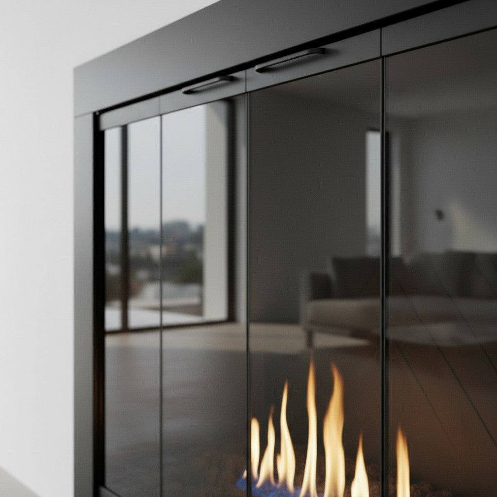 Medio Flat Black Masonry Fireplace Door | Standard Sizes