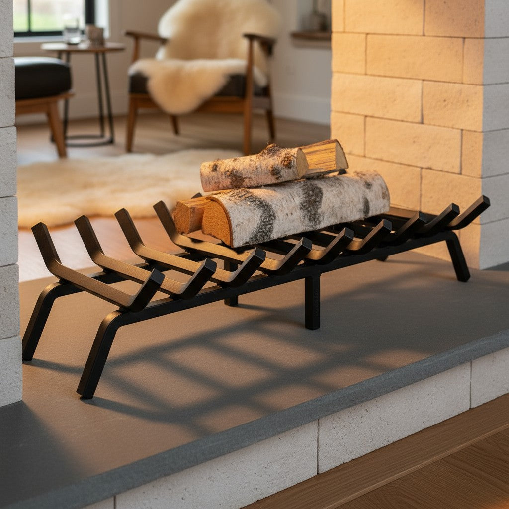 36" Heavy-Duty Fireplace Grate – ¾” Solid Steel | Made in USA by Design Specialties | Lifetime Warranty