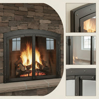 Black Rock Arch - Masonry Fireplace Glass Doors | Custom