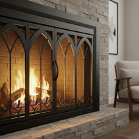 Colt Flat Black Masonry Glass Fireplace Door | Standard