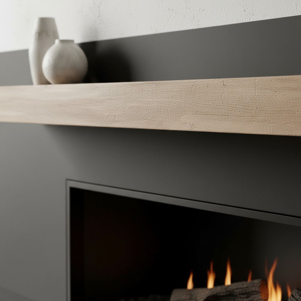 Flat Sawn Non-Combustible Concrete Mantel Shelf Pale Honey Finish