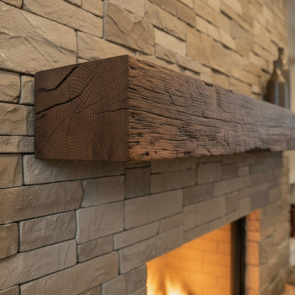 Grist Mill non-combustible concrete mantel shelf in Maduro finish with 6x4 profile