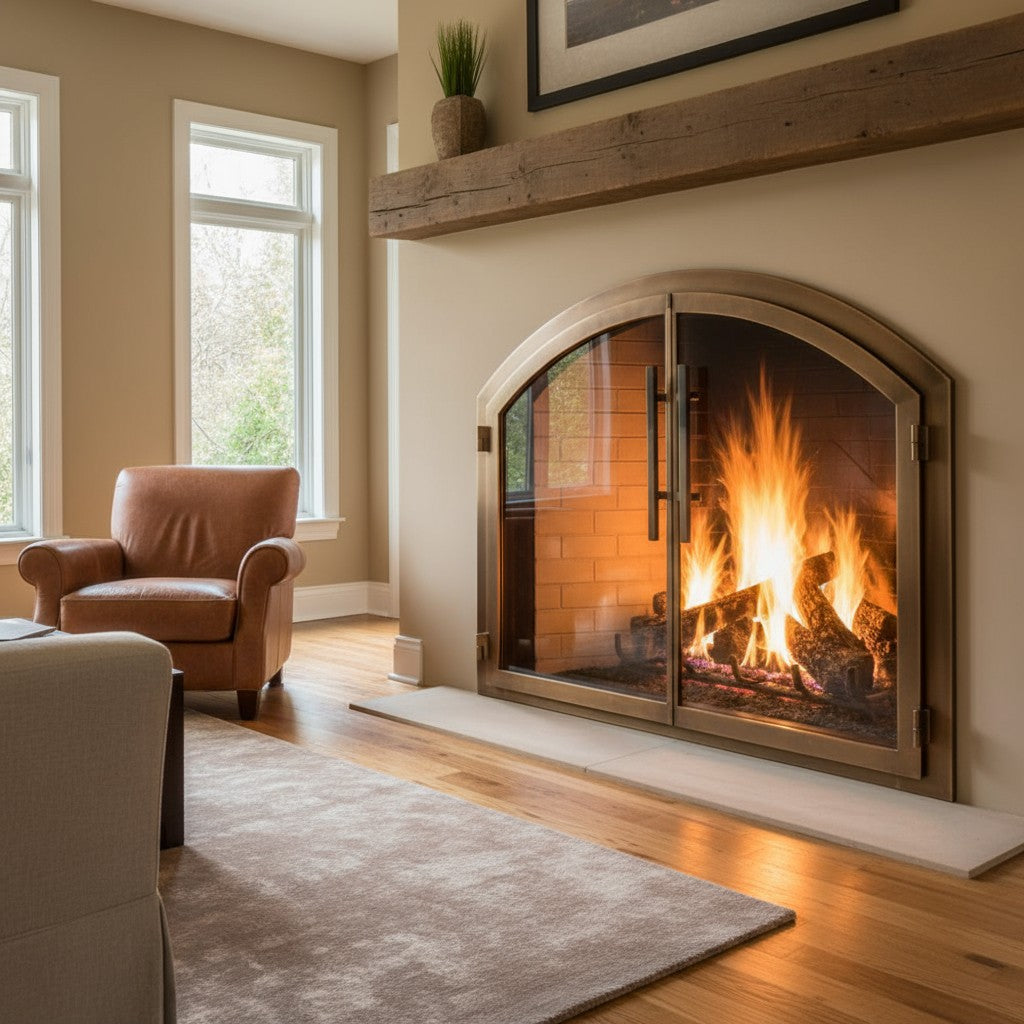 Legend Plain Arch Steel Fireplace Glass Doors Custom Made | Masonry