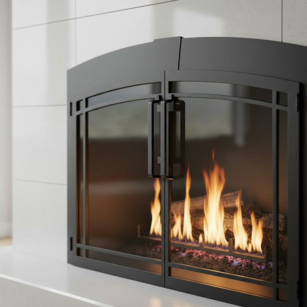 Buckingham Arch - Masonry Fireplace Glass Door