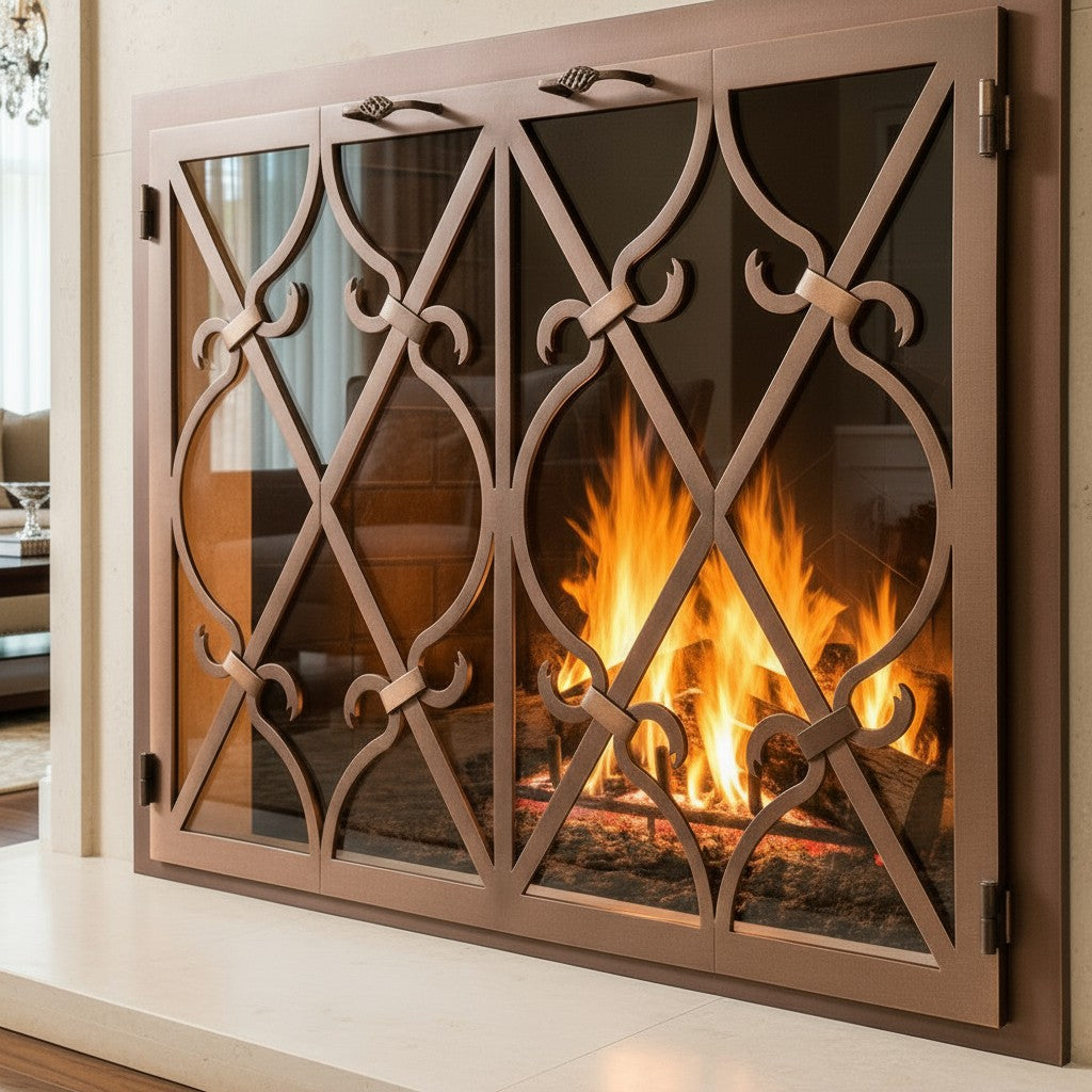 Banded Scroll - Masonry & Prefab Fireplace Glass Doors