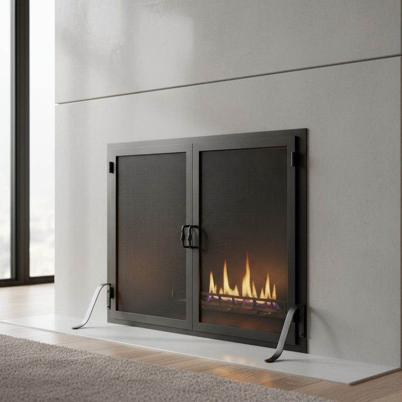 Fireplace Screen with Operable Doors Custom Size 21 Finishes - Legend