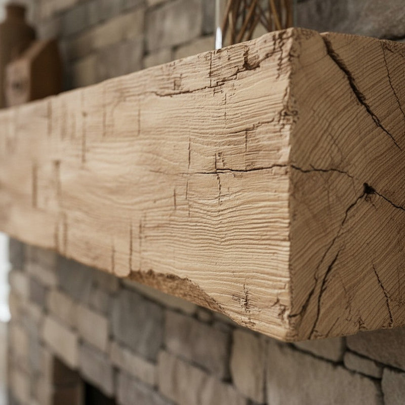 Farmhouse Rustic Concrete Mantel Shelf – Non-Combustible Fireplace Mantel in Pale Honey Finish by Lexington Hearth