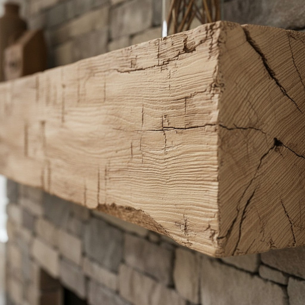 Farmhouse Rustic Concrete Mantel Shelf – Non-Combustible Fireplace Mantel in Pale Honey Finish by Lexington Hearth