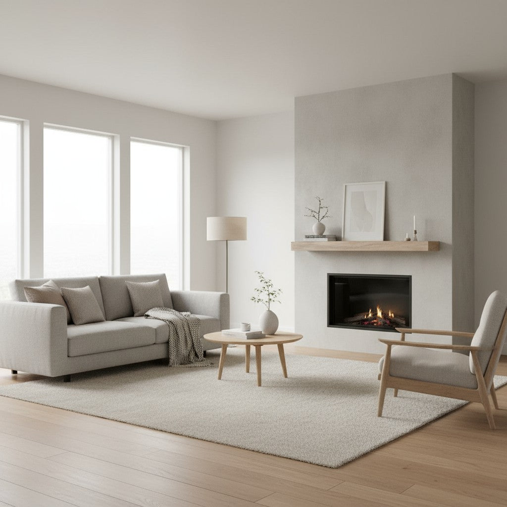 Flat Sawn Non-Combustible Concrete Mantel Shelf Pale Honey Finish