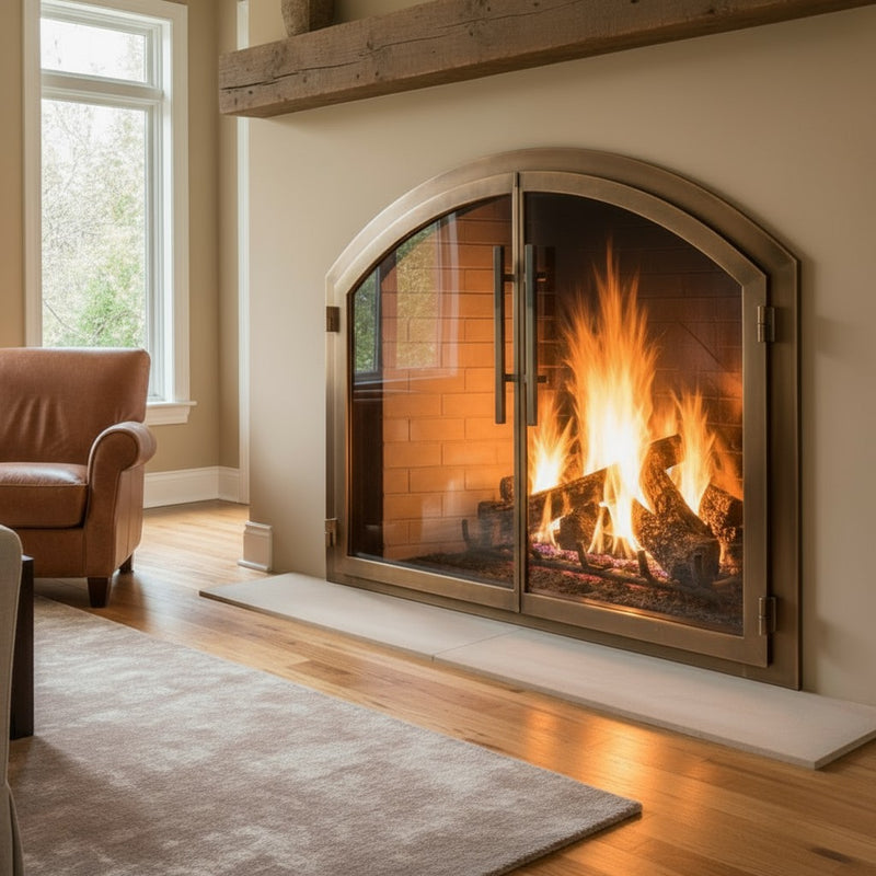 Legend Plain Arch Steel Fireplace Glass Doors Custom Made | Masonry