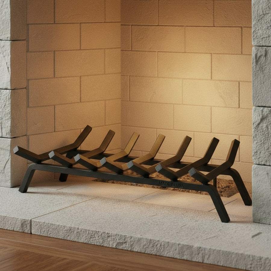30" Heavy-Duty Fireplace Grate – ¾” Solid Steel