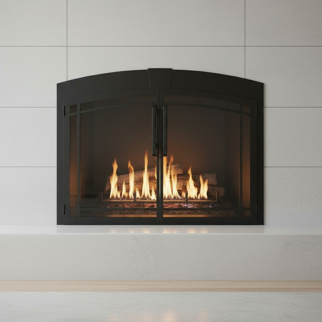 Buckingham Arch - Masonry Fireplace Glass Door