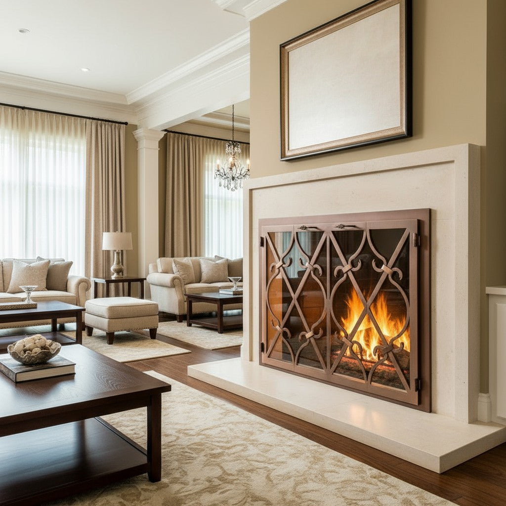 Banded Scroll - Masonry & Prefab Fireplace Glass Doors