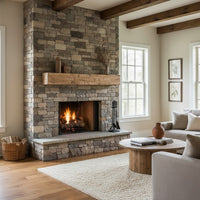 Farmhouse Rustic Concrete Mantel Shelf – Non-Combustible Fireplace Mantel in Pale Honey Finish by Lexington Hearth