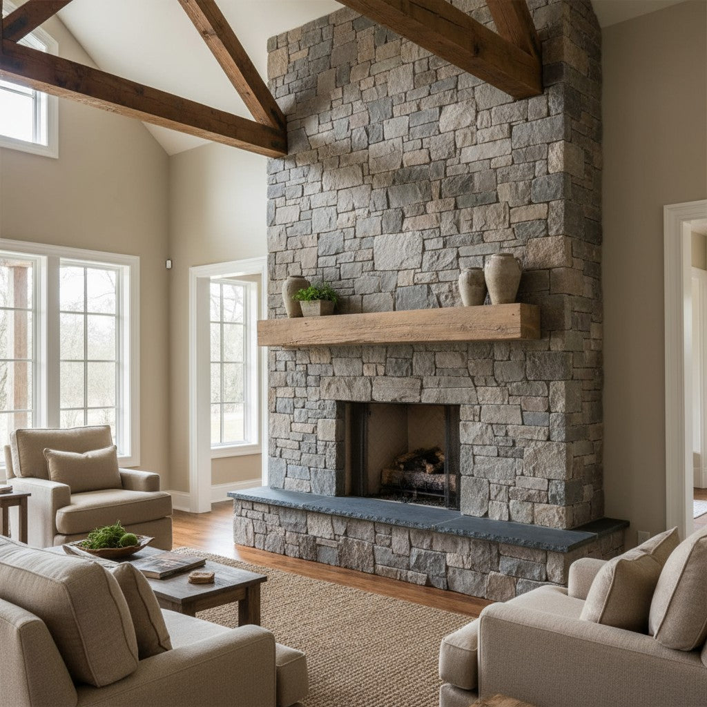 Grist Mill Non-Combustible Concrete Mantel Shelf Pale Honey Finish