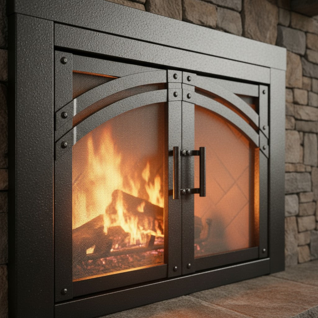 Camden Natural Iron Masonry Fireplace Door | Standard Sizes