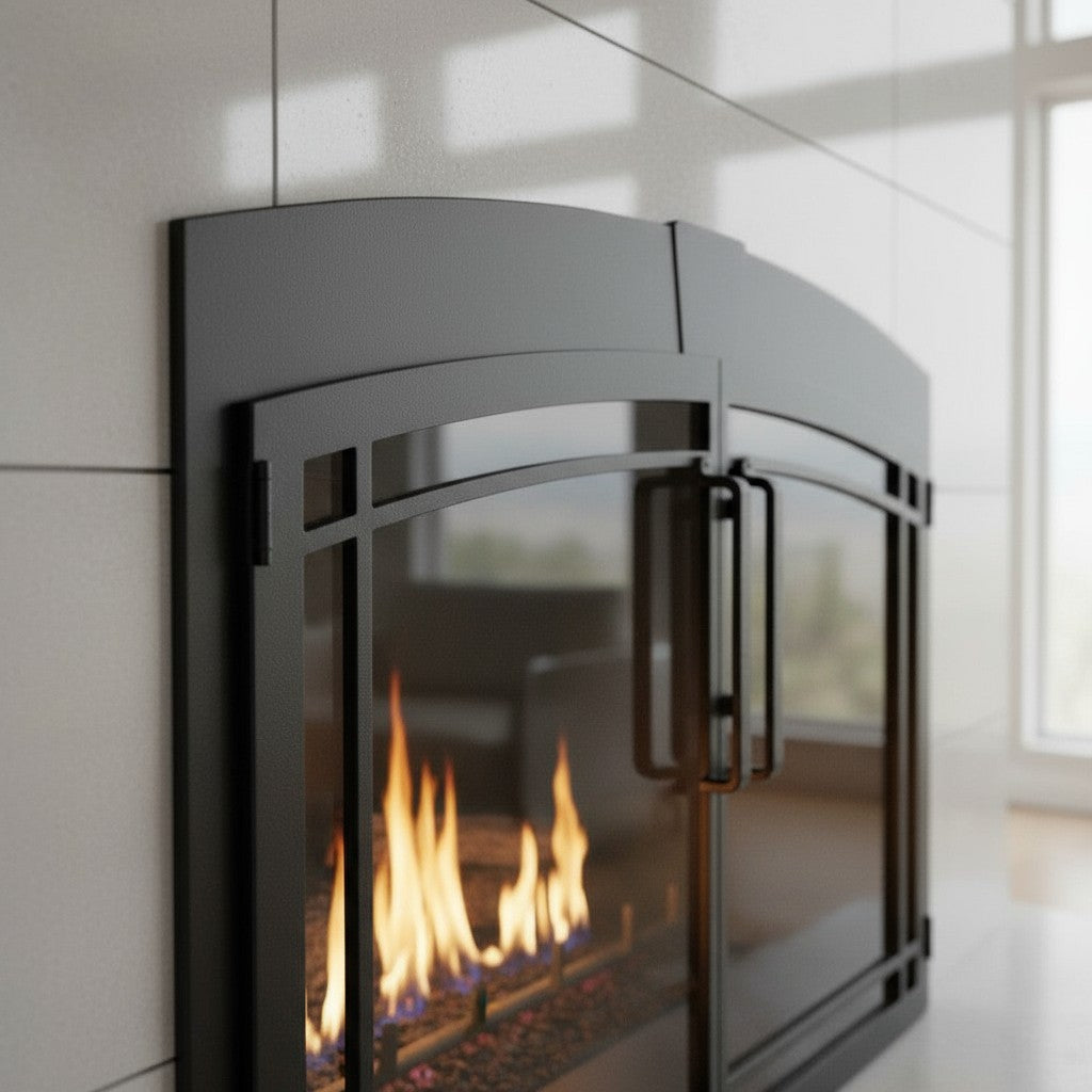 Buckingham Arch - Masonry Fireplace Glass Door