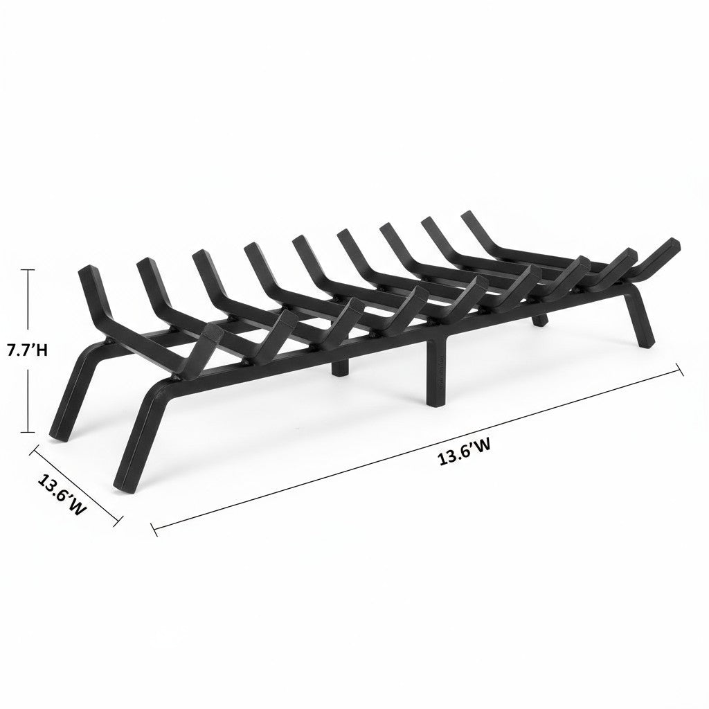 36" Heavy-Duty Fireplace Grate – ¾” Solid Steel | Made in USA by Design Specialties | Lifetime Warranty