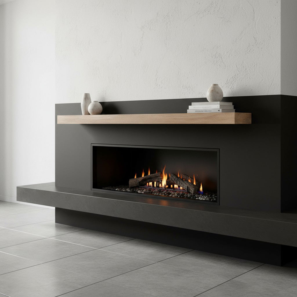 Flat Sawn Non-Combustible Concrete Mantel Shelf Pale Honey Finish