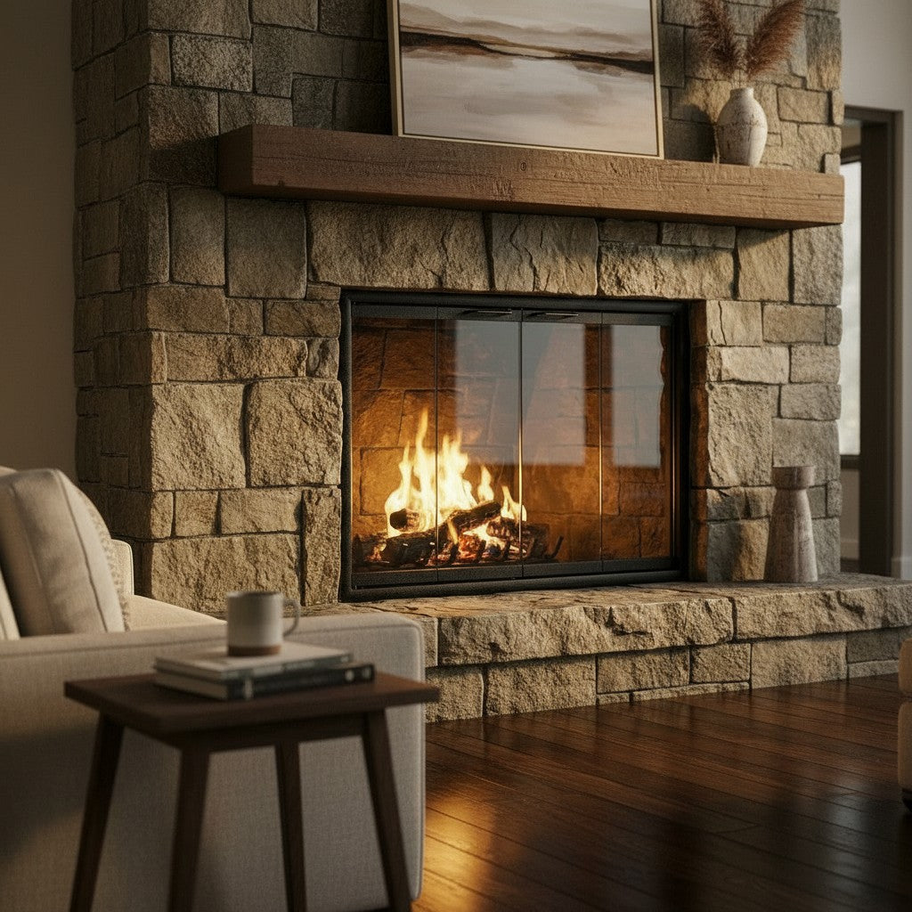 Cavestone Fireplace Glass Doors | Custom Masonry Fit