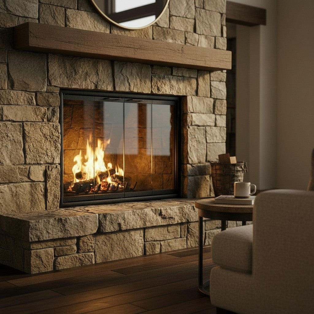 Cavestone Fireplace Glass Doors | Custom Masonry Fit