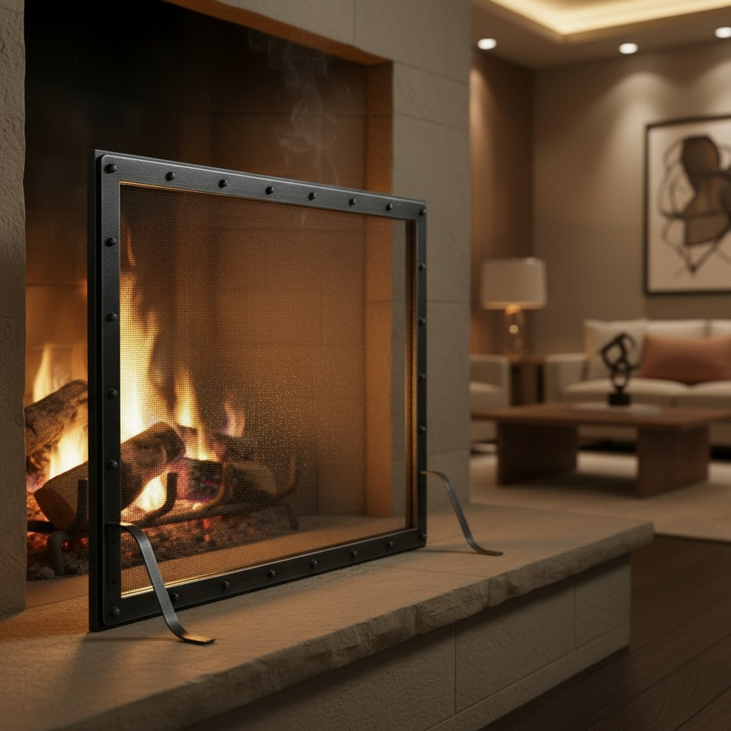 Fireplace Screen Custom Made | Black Rock, 21 Finishes