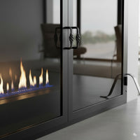 Legend Freestanding Glass Fireplace Screen with Operable Doors – Custom Size & 21 Finishes