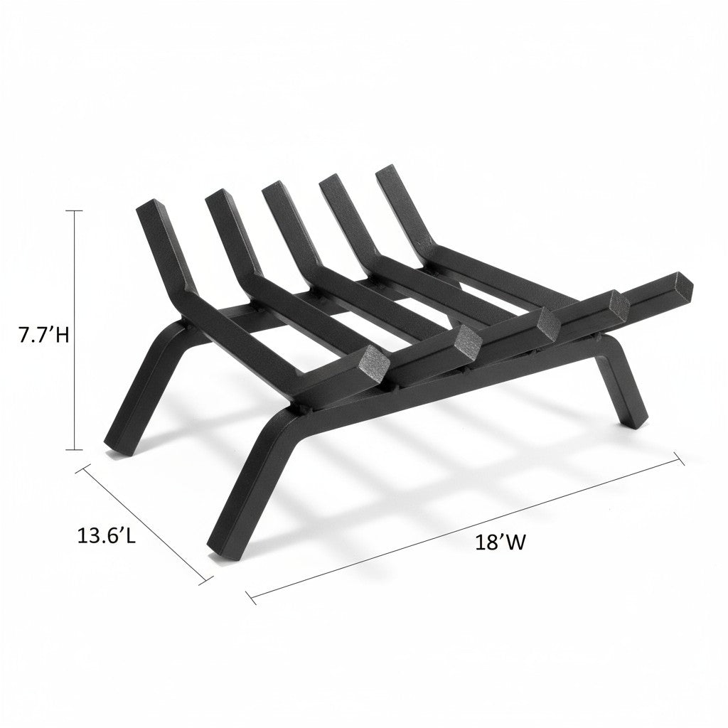18" Heavy-Duty Fireplace Grate – ¾” Solid Steel | Made in USA by Design Specialties | Lifetime Warranty