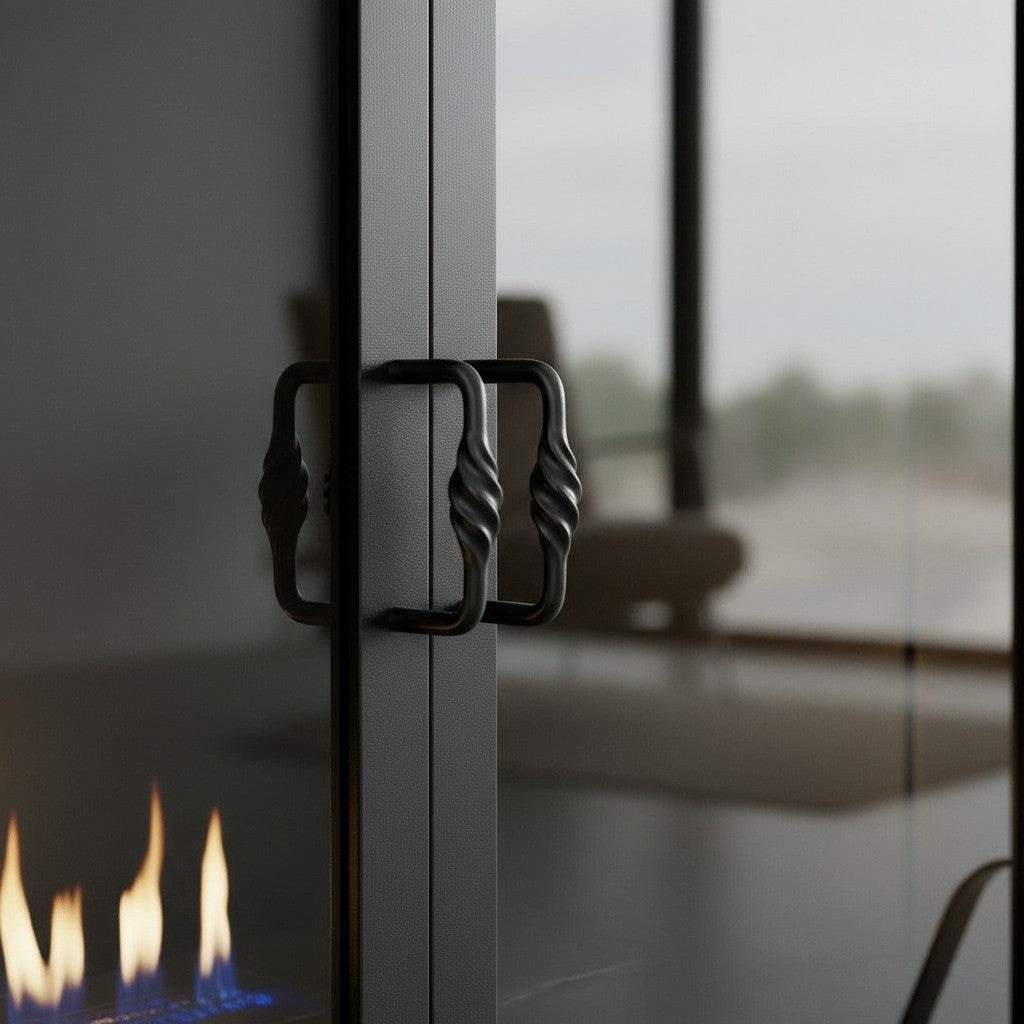 Legend Freestanding Glass Fireplace Screen with Operable Doors – Custom Size & 21 Finishes