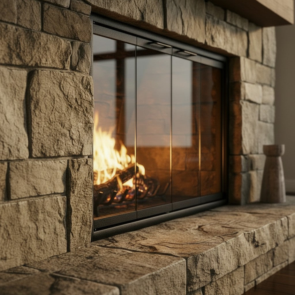 Cavestone Fireplace Glass Doors | Custom Masonry Fit
