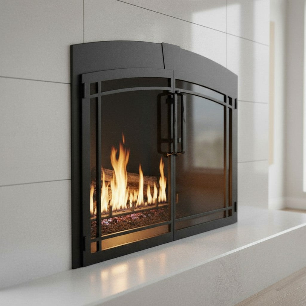 Buckingham Arch - Masonry Fireplace Glass Door