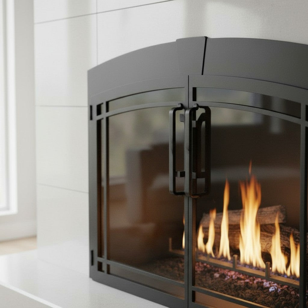 Buckingham Arch - Masonry Fireplace Glass Door