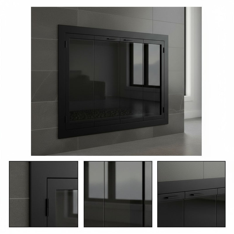 Carolina Sleek Steel Fireplace Glass Doors | Masonry & Prefab | Custom