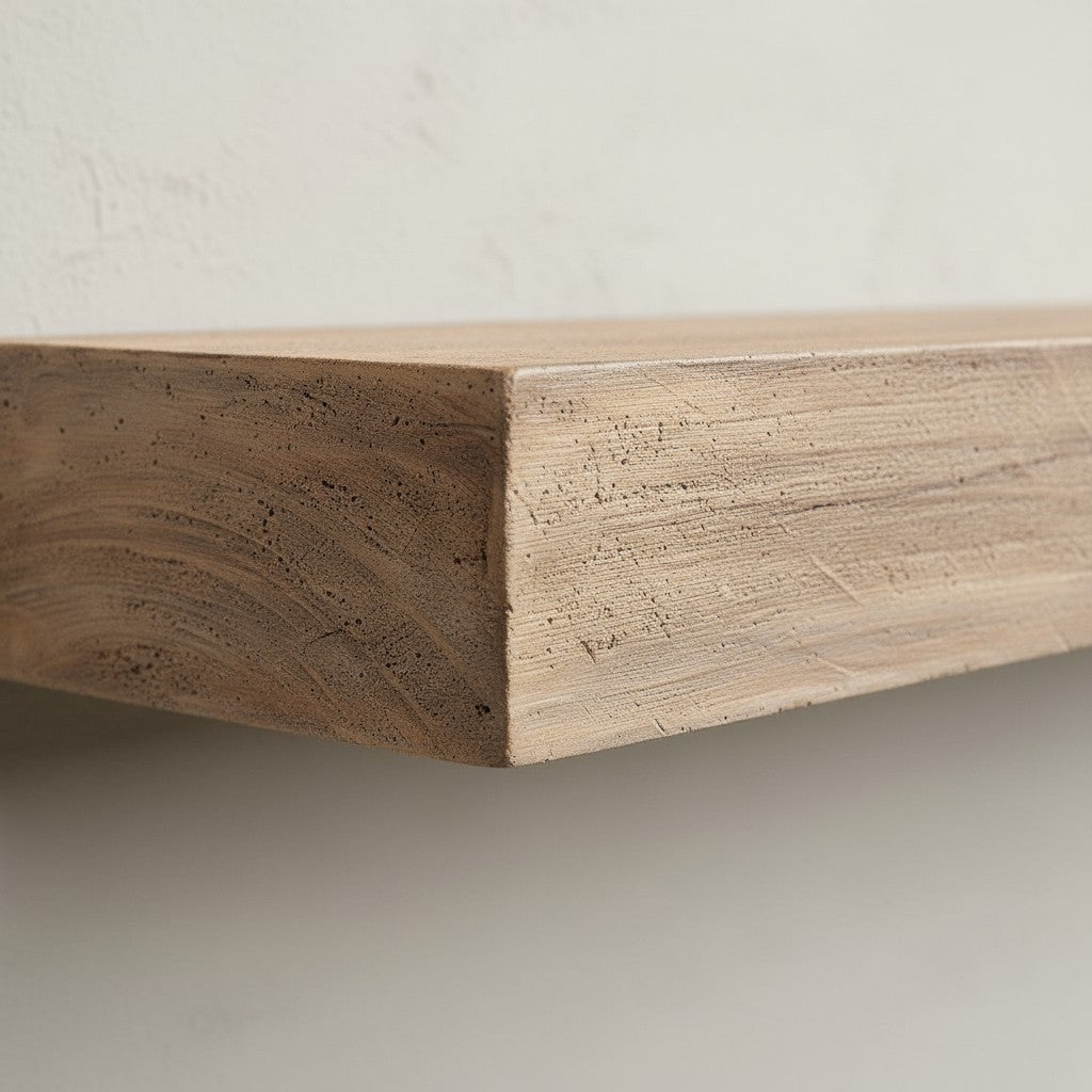 Flat Sawn Non-Combustible Concrete Mantel Shelf Pale Honey Finish