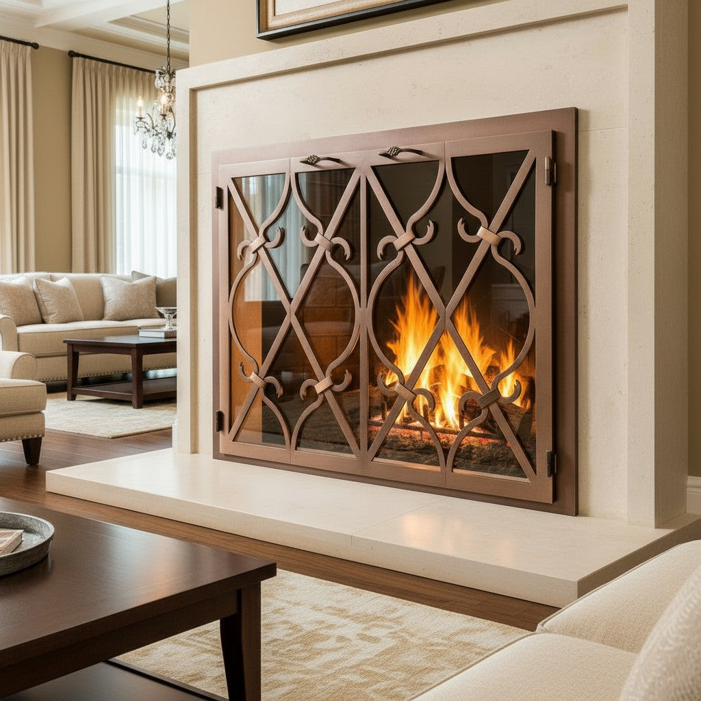 Banded Scroll - Masonry & Prefab Fireplace Glass Doors