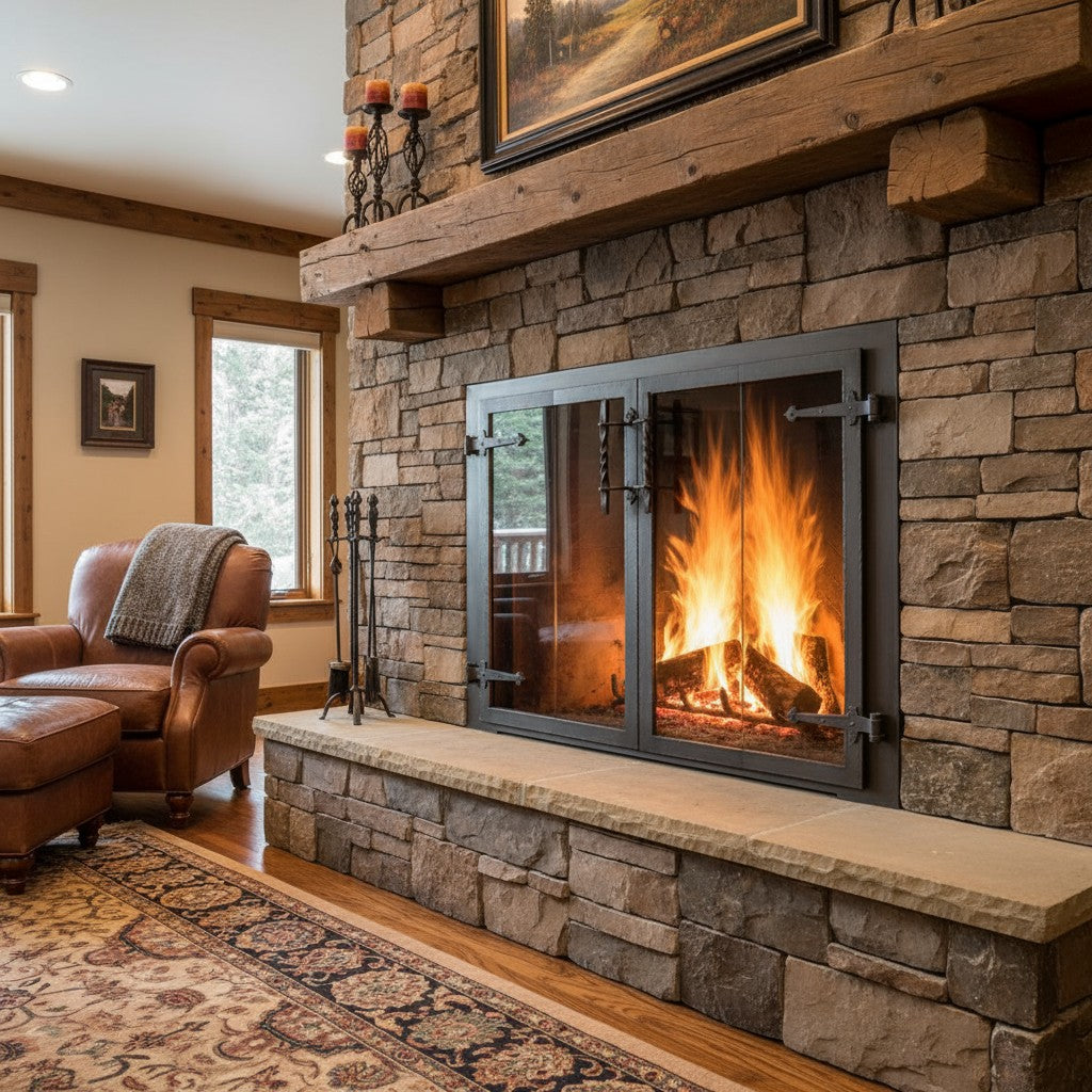 Hammered Edge - Masonry & Prefab Fireplace Glass Doors