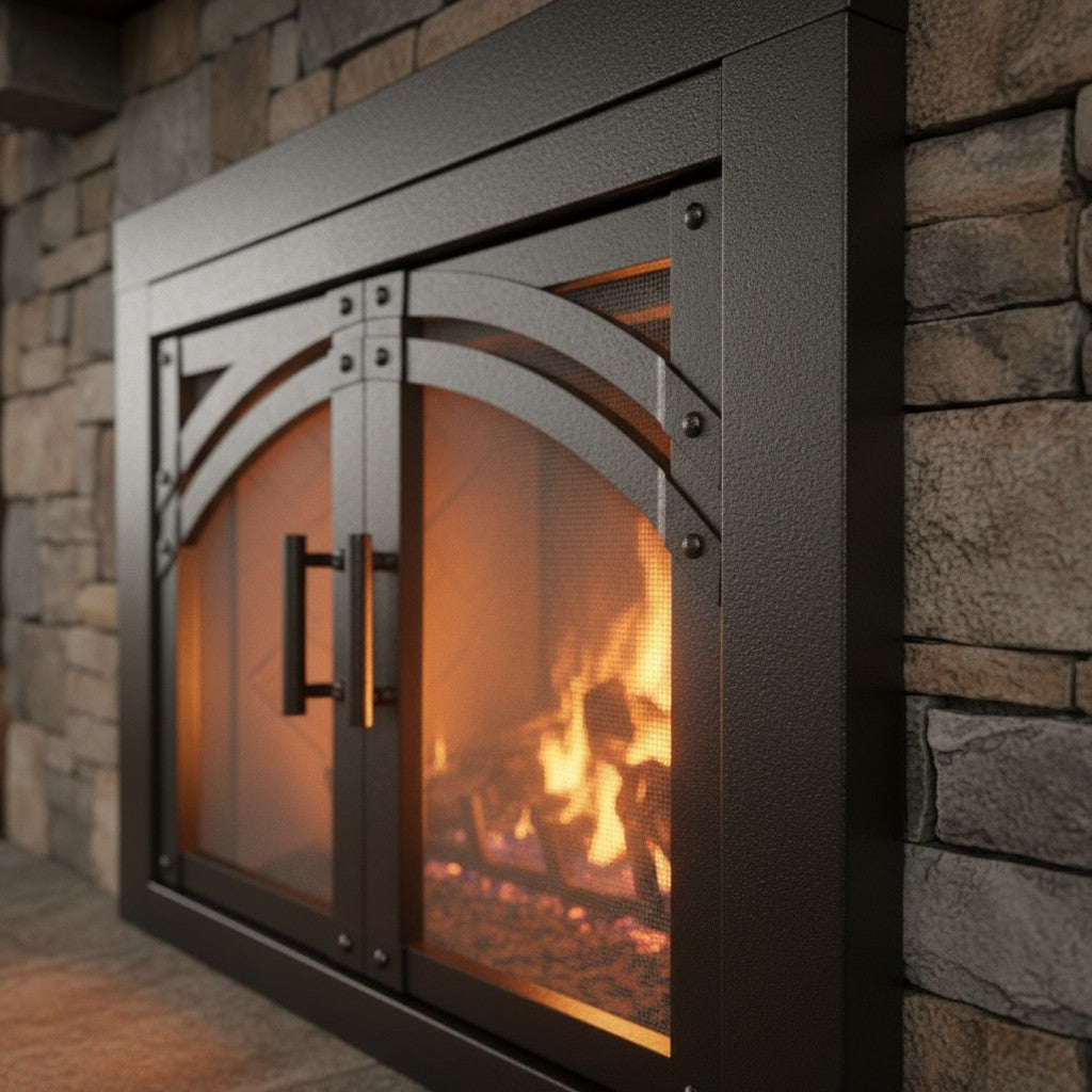 Camden Natural Iron Masonry Fireplace Door | Standard Sizes