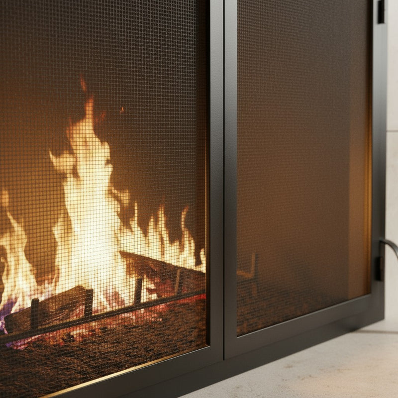 Fireplace Screen With Operable Doors - Custom Size & 21 Finishes - Carolina