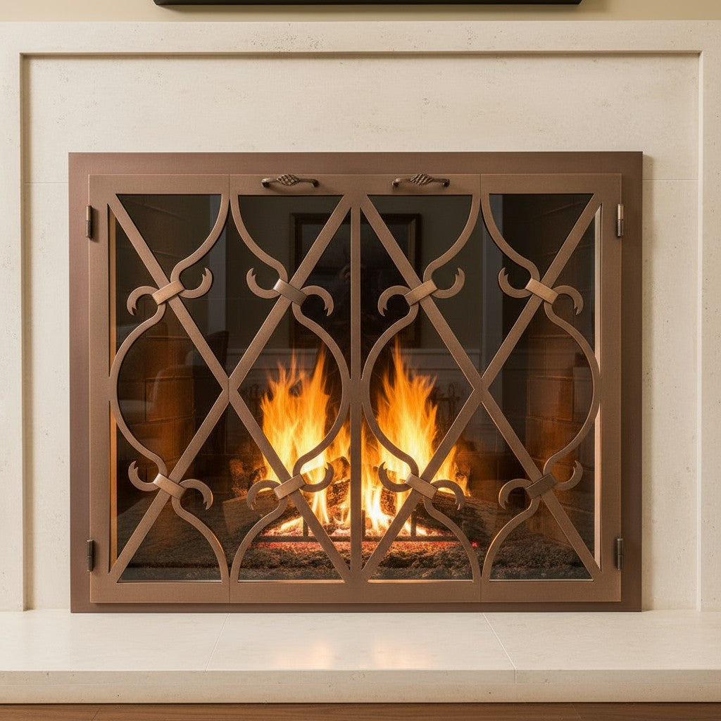 Banded Scroll - Masonry & Prefab Fireplace Glass Doors