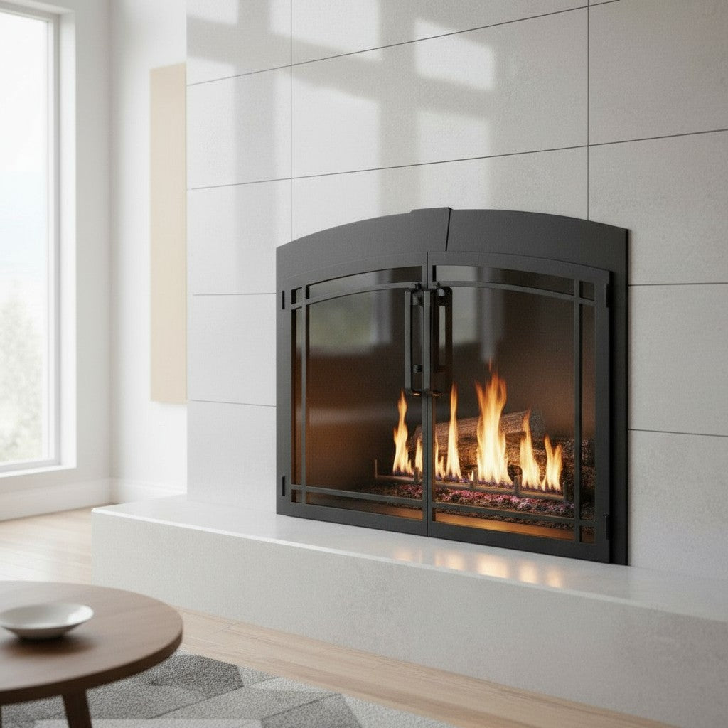 Buckingham Arch - Masonry Fireplace Glass Door