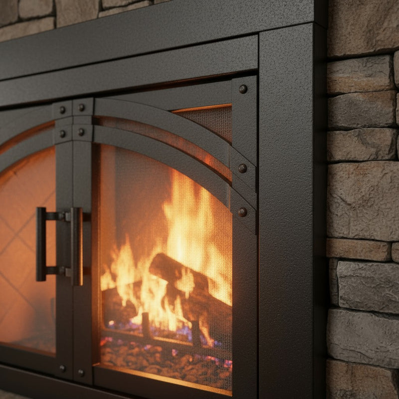 Camden Natural Iron Masonry Fireplace Door | Standard