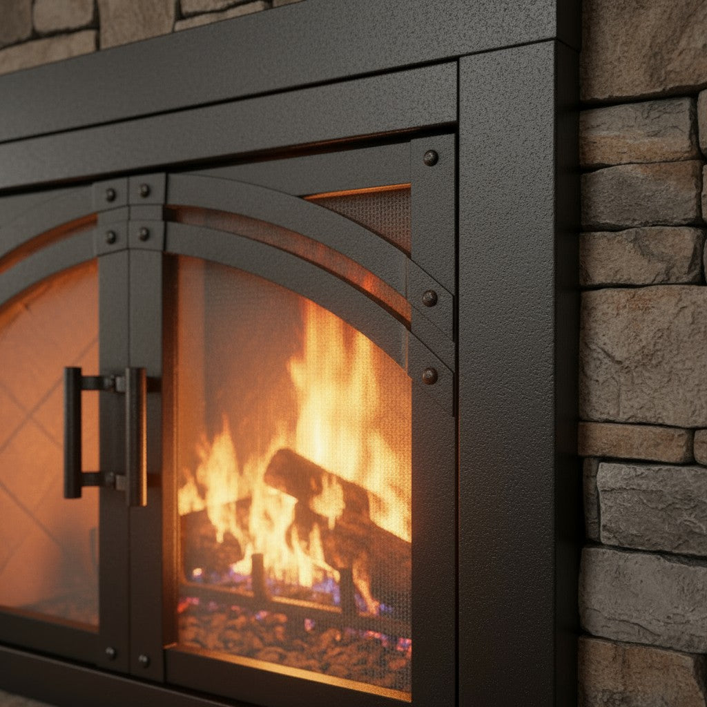 Camden Natural Iron Masonry Fireplace Door | Standard Sizes