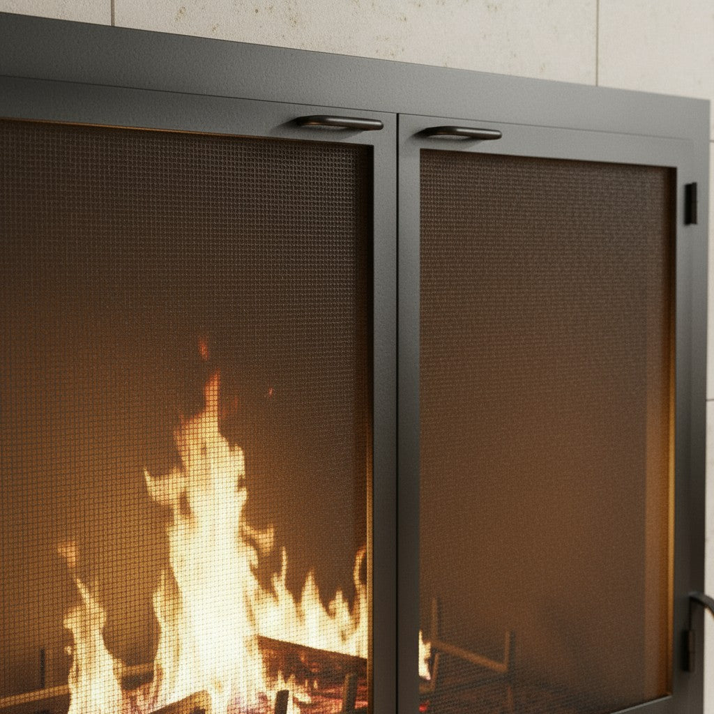 Fireplace Screen With Operable Doors - Custom Size & 21 Finishes - Carolina