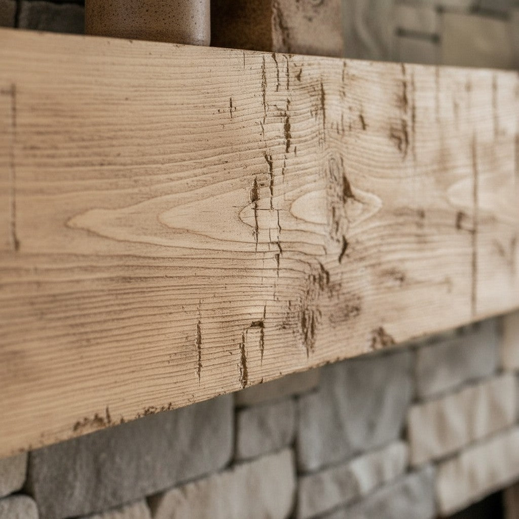 Farmhouse Rustic Concrete Mantel Shelf – Non-Combustible Fireplace Mantel in Pale Honey Finish by Lexington Hearth