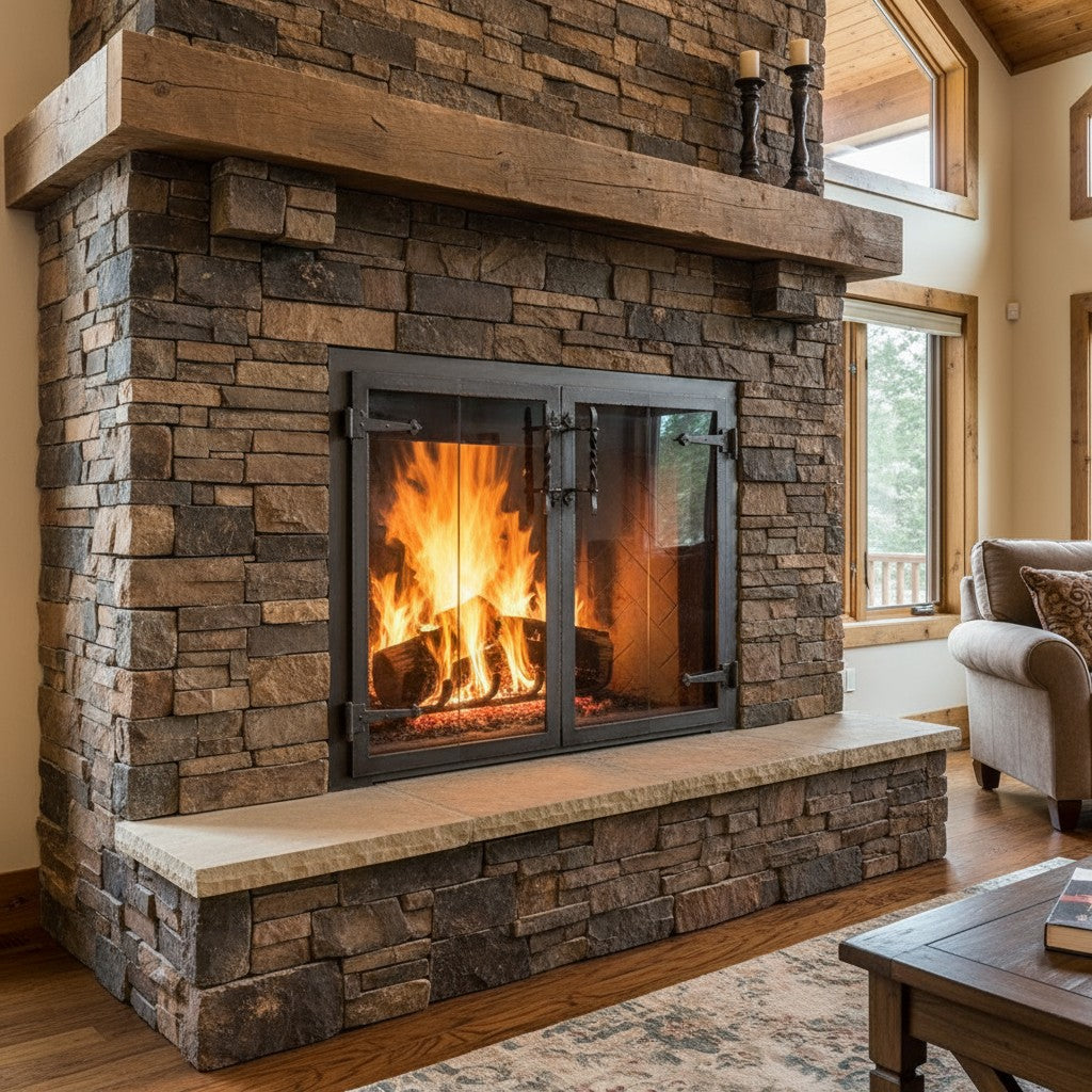 Hammered Edge - Masonry & Prefab Fireplace Glass Doors