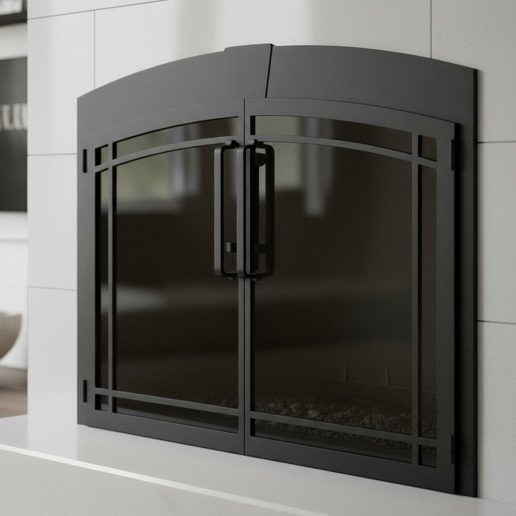 Buckingham Arch - Masonry Fireplace Glass Door
