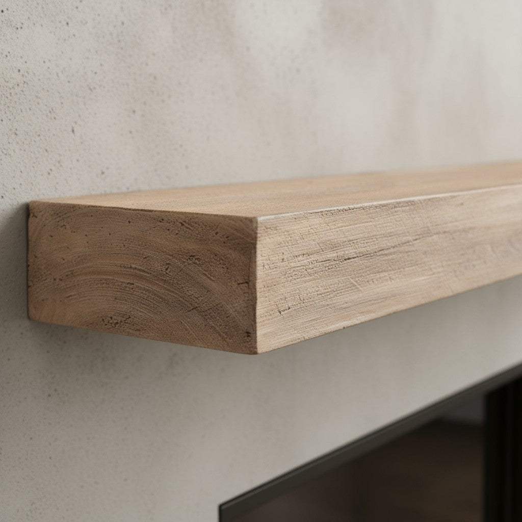 Flat Sawn Non-Combustible Concrete Mantel Shelf Pale Honey Finish