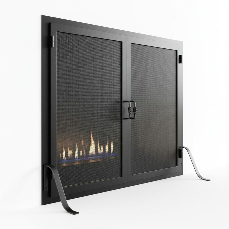 Fireplace Screen with Operable Doors Custom Size 21 Finishes - Legend